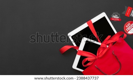 white tablets with red ribbons packet labels
