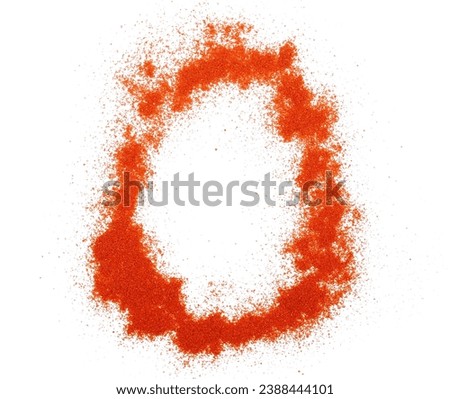Red paprika powder alphabet letter O, symbol isolated on white, clipping path