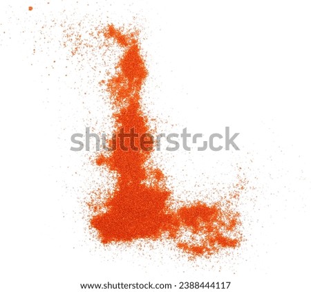 Red paprika powder alphabet letter L, symbol isolated on white, clipping path Royalty-Free Stock Photo #2388444117