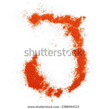 Red paprika powder alphabet letter J, symbol isolated on white, clipping path