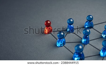 The connection of the leader and his employees in the team. Distribution of inheritance. Project manager. Discipline and teamwork. Leadership and personnel management. Delegation of work, feedback. Royalty-Free Stock Photo #2388444915