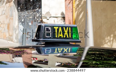 detail of a taxi cab in a Barcelona street 