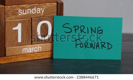 Calendar reminder to turn clocks ahead in spring at the beginning of daylight saving time on March 10, 2024. Royalty-Free Stock Photo #2388446671