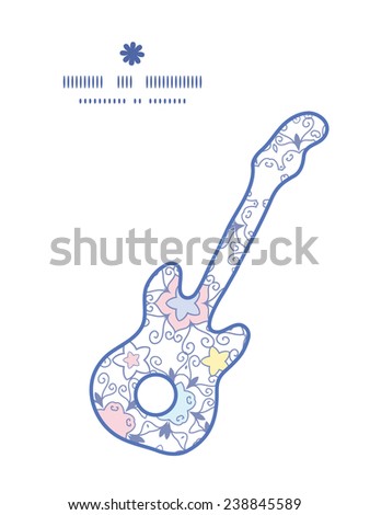 Vector ornamental abstract swirls guitar music silhouette pattern frame