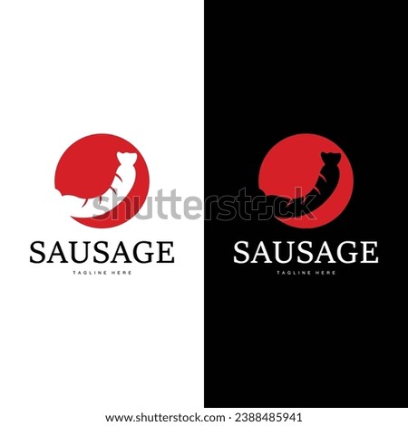 Sausage Logo, Simple barbeque sausage grilled meat design for restaurant business, vector illustration