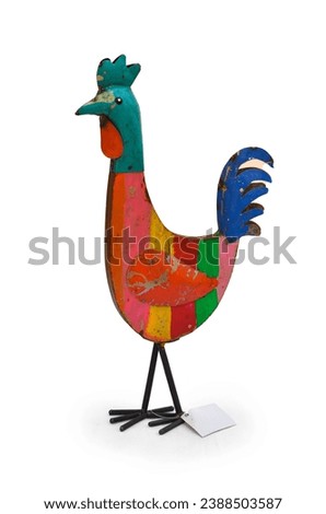 COLORFUL ANTIQUE ROOSTER TIN TOY 
