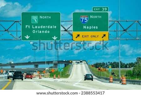 Car traffic along Florida I-75 Interstate.
