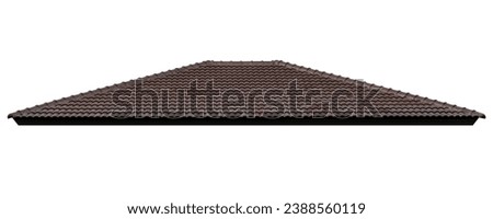 Mockup hip roof brown tile pattern isolated on white background with clipping path Royalty-Free Stock Photo #2388560119