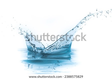 water splash with a reflection, isolated on white background