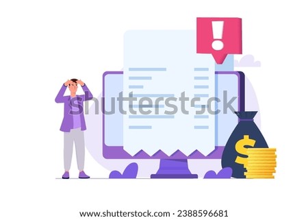 Payment bill due date expiration notification concept. Vector illustrations for banner, website, landing page, flyer. Royalty-Free Stock Photo #2388596681
