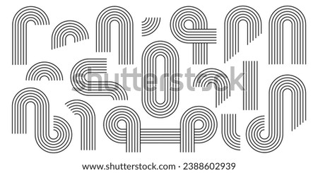 Set of zen arch line stripes, different arch, rainbow illustration  Royalty-Free Stock Photo #2388602939
