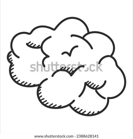 Brain doodle icon vector isolated. Hand-drawn illustration of a human brain. Concept of mind and intelligence.