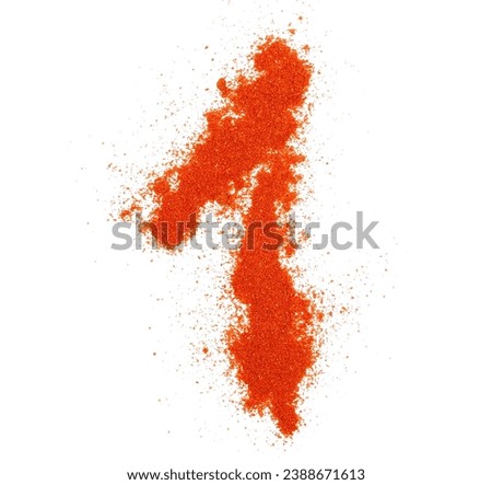 Red paprika powder number  one, 1 symbol isolated on white, clipping path