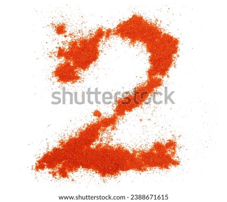 Red paprika powder number  two, 2 symbol isolated on white, clipping path
