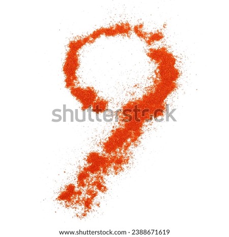 Red paprika powder number nine, 9 symbol isolated on white, clipping path