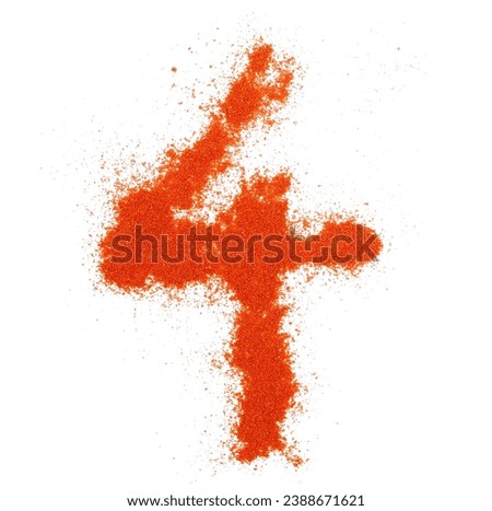 Red paprika powder number four, 4 symbol isolated on white, clipping path