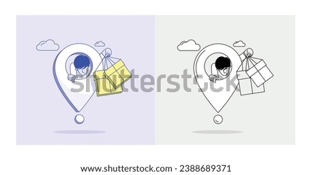 Two illustrations vector of Delivery Services in colour and black and white  