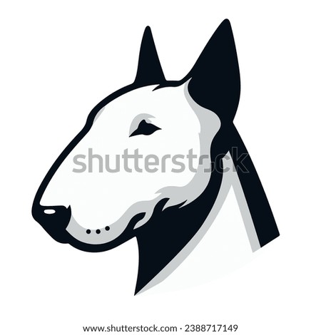 Head of a bull terrier dog. Flat vector illustration.