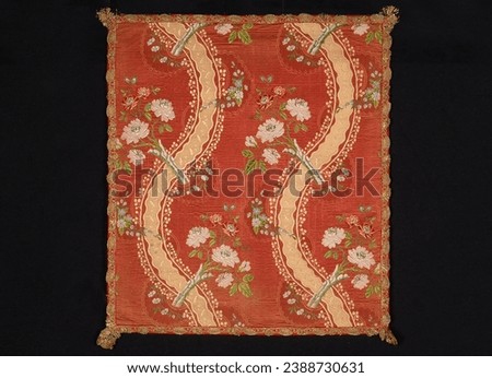 Ancient fabric, floral design, damask