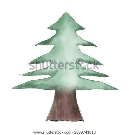 Christmas tree, Christmas decorations, watercolor style
