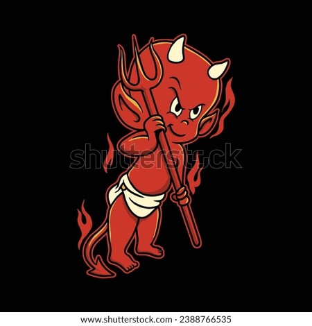 Baby Devil, Devil Cartoon Vector Illustration Royalty-Free Stock Photo #2388766535