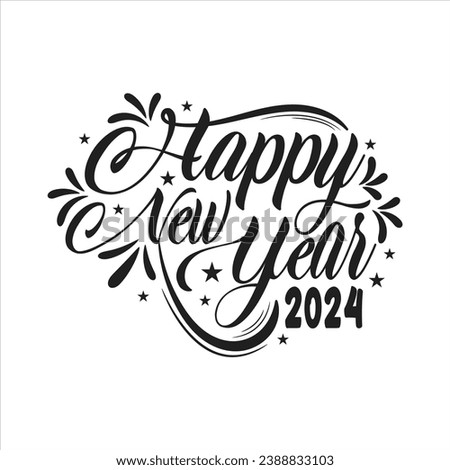 Happy New Year 2024. Abstract Hand drawn creative calligraphic design vector New Year 2024. Royalty-Free Stock Photo #2388833103