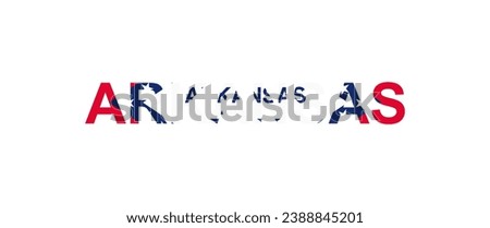 Letters Arkansas in the style of the country flag. Arkansas word in national flag style. Vector illustration.