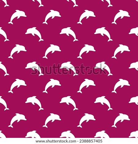 Purple seamless pattern with white dolphins