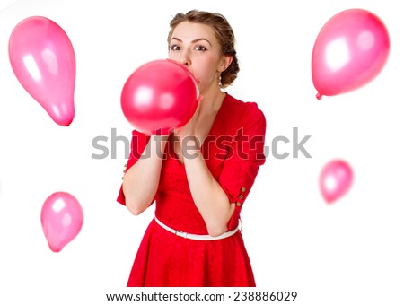an images of cute girl with red balloons