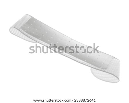 Obi holder Japanese Traditional Komono equipment fly in air with curve. Obi fabric holder Japanese Traditional Komono around waist is beautiful clothes for ceremony event. White background isolated Royalty-Free Stock Photo #2388872641