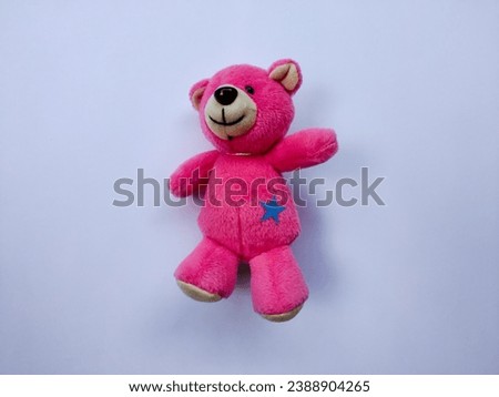 A Pink Bear Doll Isolated in the White Background