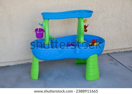 View of a children's water table for recreational interactive activities.