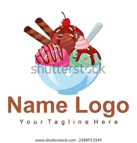 Ice Creame Logo, Vector design Ice Cream, Colorful Ice Cream Vector, Ice Cream Logo Template