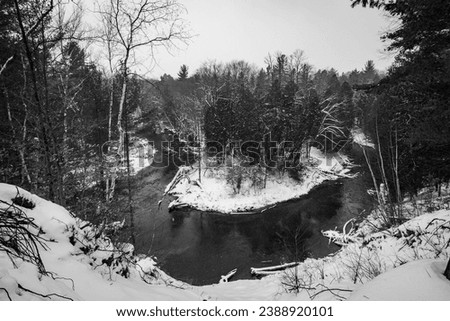 Winter river scene in Michigan