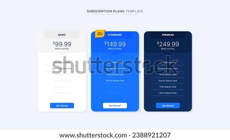 Plan Offer Price Package Subscription Comparison Table Chart Infographic Design Template Royalty-Free Stock Photo #2388921207