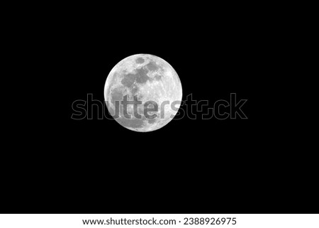 The Moon. Complete picture of Full moon on dark night sky. 