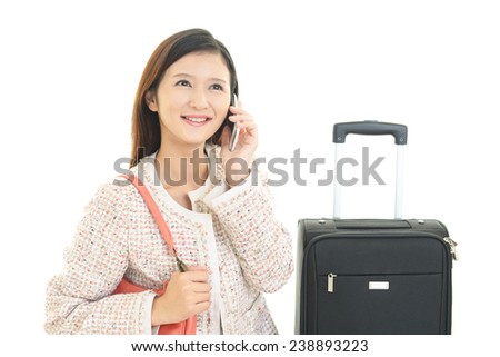 Woman with traveling bag