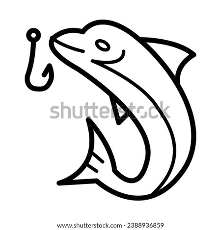 Fishing a fish icon vector design illustration free hobbies