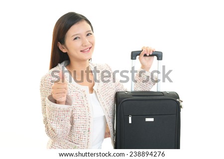 Woman with traveling bag