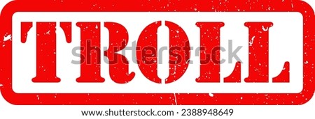 Red Troll Rubber Stamp Grunge Texture Label Badge Sticker Vector EPS PNG Transparent No Background Clip Art Vector EPS PNG 