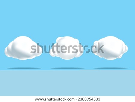 Vector 3d render white clouds fluffy spindrift eddies Royalty-Free Stock Photo #2388954533