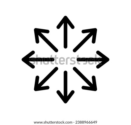 Versatile icon. Multifunction sign. Arrows pointing in different directions. Multipurpose symbol. Multi function line icon. Vector illustration on white background. Royalty-Free Stock Photo #2388966649