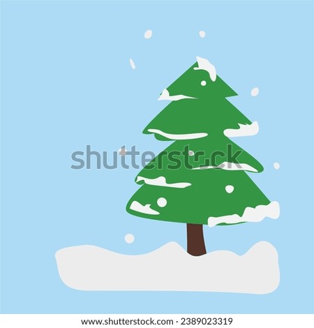 Pine tree vector. Snow landscape. Winter vector. Merry christmas and happy new year clip art. Flat vector in cartoon style isolated