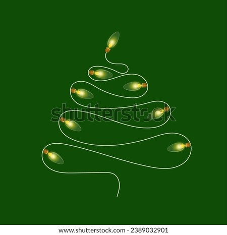 Abstraction. Christmas tree on a green background made of glass lanterns