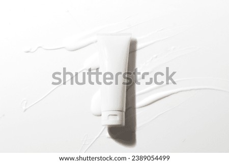 sunscreen body lotion cream with tube bottle product package of medical skincare, mockup for branding Royalty-Free Stock Photo #2389054499