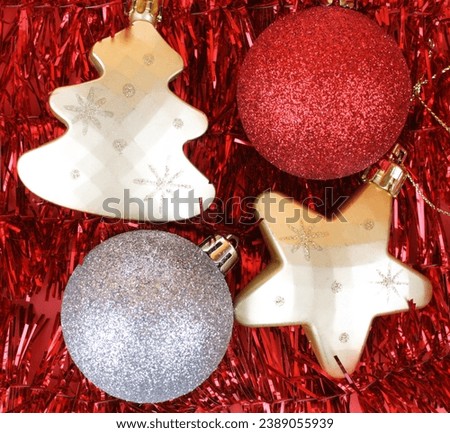 Christmas ornaments close up view