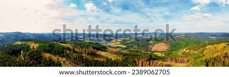 the german siegerland landscape as a panorama from above Royalty-Free Stock Photo #2389062705