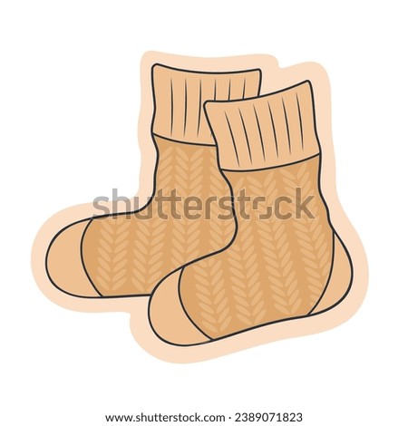 Stylish winter socks on white background