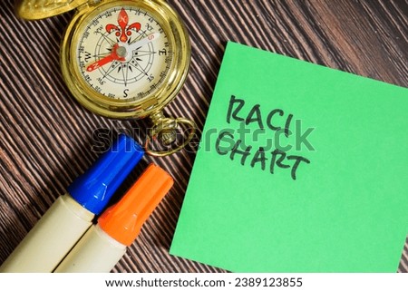 Concept of Raci Chart write on sticky notes isolated on Wooden Table. Royalty-Free Stock Photo #2389123855