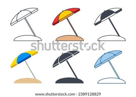 Beach Umbrella icon collection with different styles. Beach Umbrella icon symbol vector illustration isolated on white background
